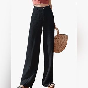 Womens Casual High Waisted Wide Leg Pants